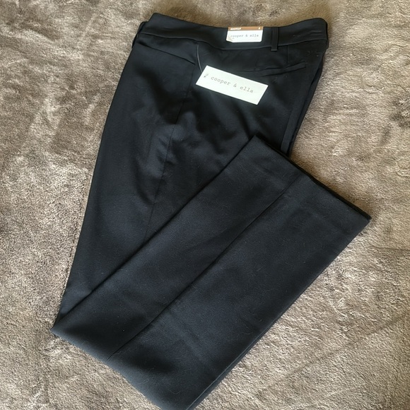 NWT Cooper&Ella Black High Rise Flat Front Bootcut Stretchy Dress Pants, Size 8. - Picture 1 of 12